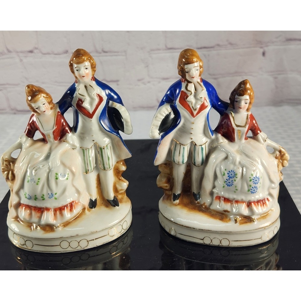 Two Mirrored Vintage Hand Painted Figurines Made In Occupied Japan.